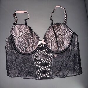 Victoria's Secret Black Lace Bra with Pink Accents